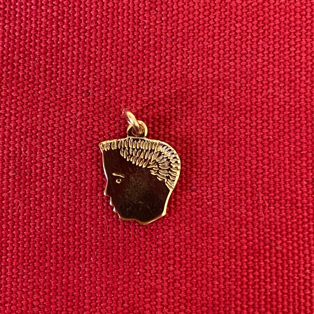 Boy Silhouette Profile Small Flat Gold Tone Charm